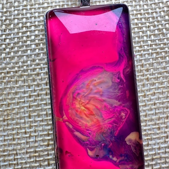 Artistic Pink and Red Pendant Handmade Hand Painted OOAK Necklace 18’ 4174 B - Picture 9 of 10